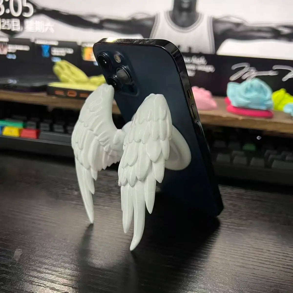 Angel Wings Magnetic Retractable Phone Holder 3D Cartoon Expandable Phone Grip Universal MagSafe Phone Stand